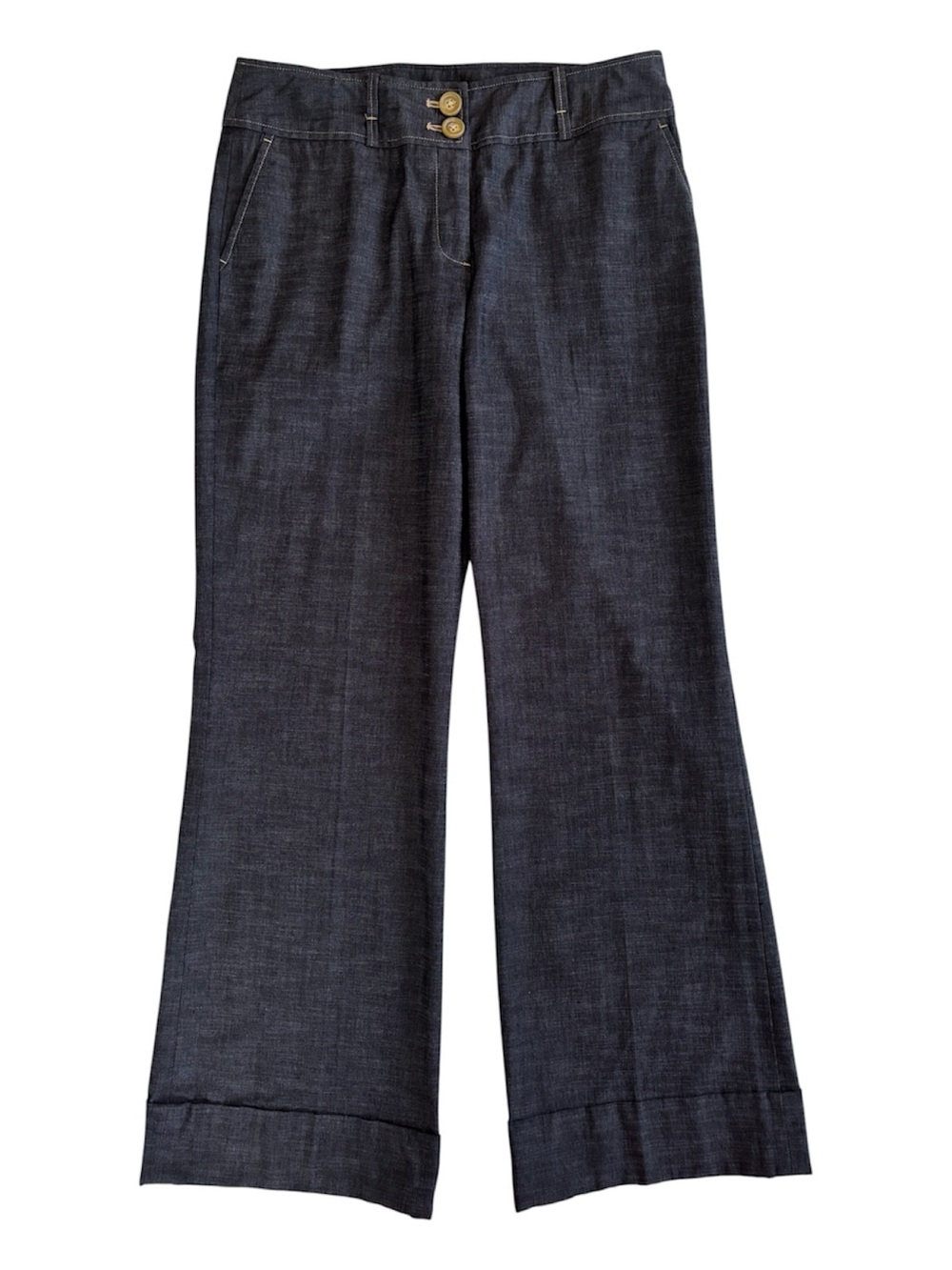 Rafaella Black Straight Leg Jeans, Cuffed Hem, Pockets